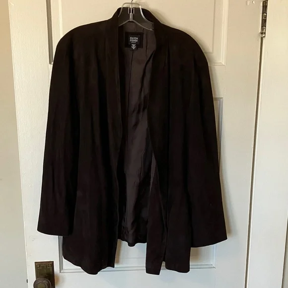 Eileen Fisher chocolate brown Suede Jacket - Picture 1 of 8